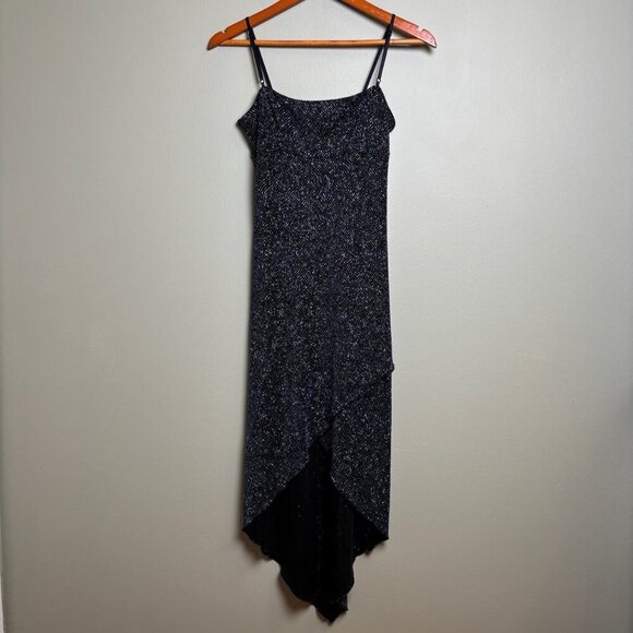 Vtg City Triangles Women Babydoll Slip Dress Sz L Metallic Whimsigoth Grunge 90s - Picture 1 of 14